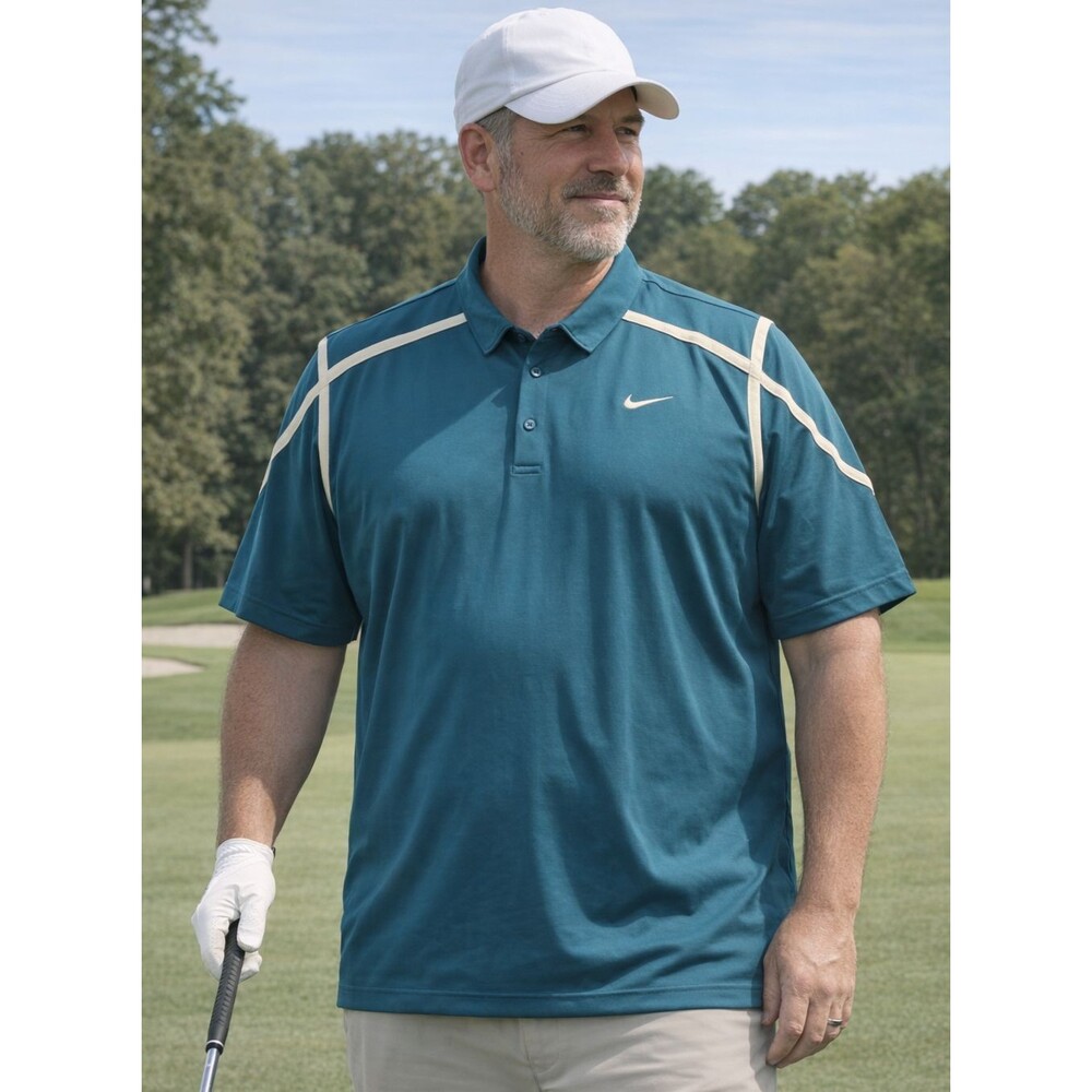 Nike Dri-FIT Polo Mens XL Teal Short Sleeve Golf Shirt Swoosh
